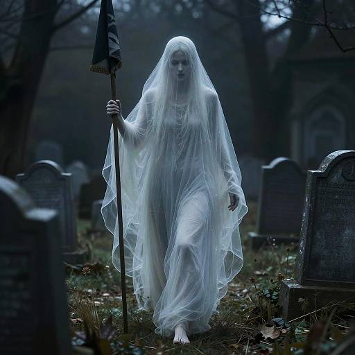 Ethereal Wraith in Haunted Graveyard