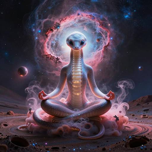 Glowing Nebula Serpent in Meditation