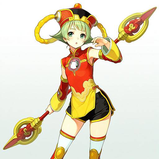 Illustration of Dragon kid, tiger & bunny in the style of Hidari (left side)