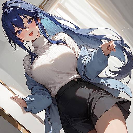 Yukino in Blue Sweater, Dutch Angle