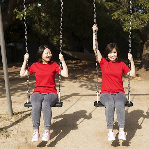 Joyful Swinging Under Sunlit Trees