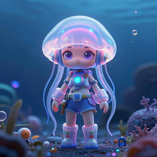 Cute Female Sci-Fi Jellyfish Hacker