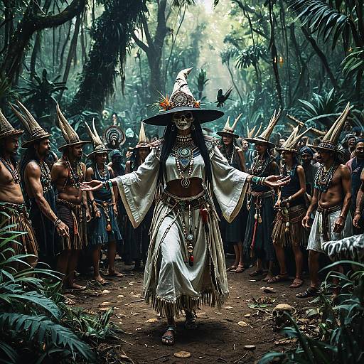 Mystical Witch Doctor Dance in Jungle Ceremony