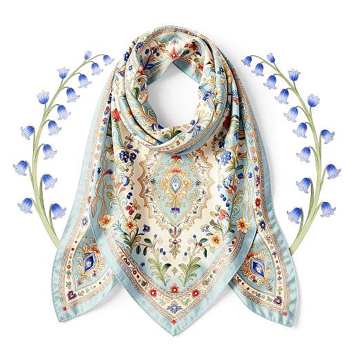 Elegant Floral Scarf with Persian Ornaments
