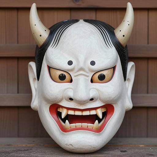 Vivid Traditional Japanese Oni Mask