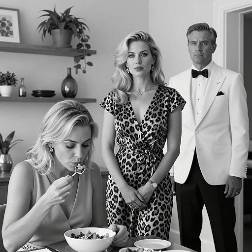 Black and White Formal Trio Indoor Scene