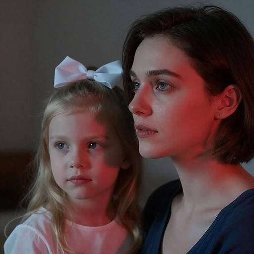 Colorful Portrait of Mother and Daughter