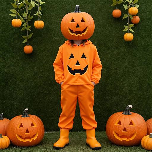Boy in Pumpkin Costume Outfit