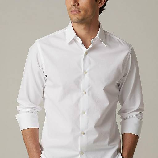 Man in Classic White Button-Up Shirt