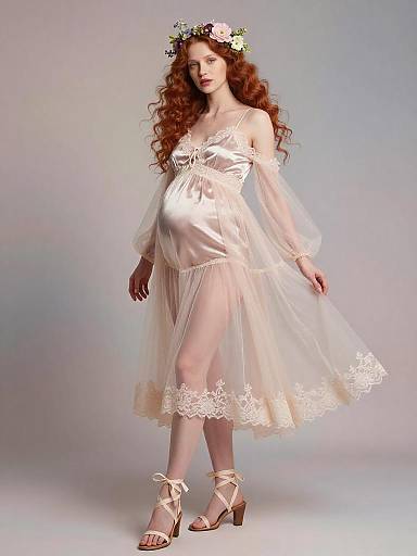 Elegant Pregnant Woman in Fairy Outfit