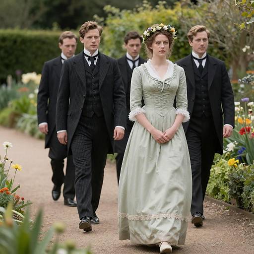 Victorian Garden Portrait with Three Gentlemen