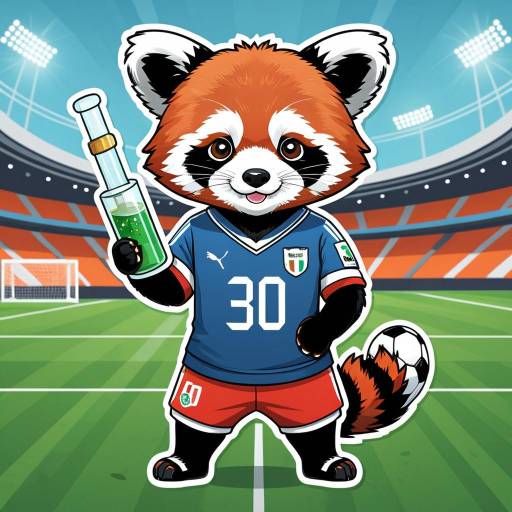 Kawaii Red Panda Soccer Player Sticker
