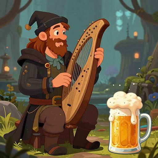 Solemn Troubadour with Beer Mug