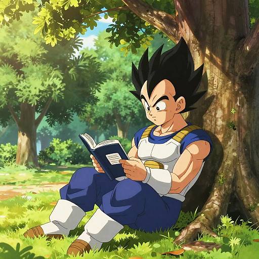 Vegeta Relaxing with Book in Park
