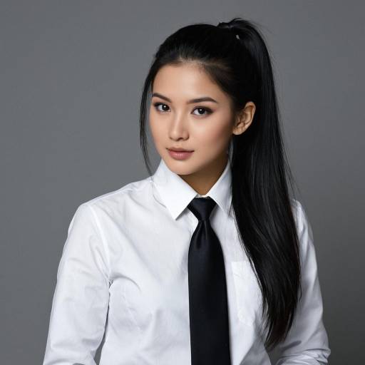 Confident Woman in White Shirt and Black Tie