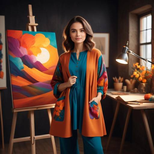Chic Artist in Stylish Cozy Studio