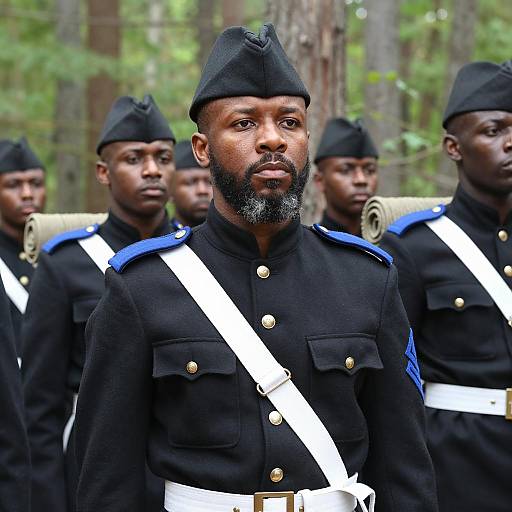 African American Soldiers in Forest Scene