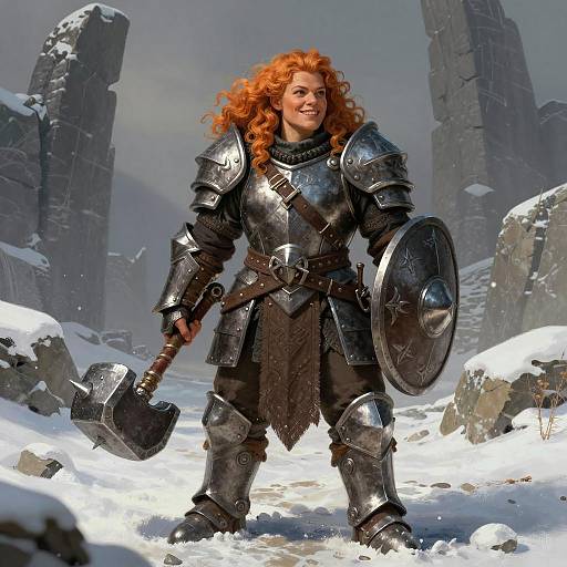 Cinematic Female Dwarf Warrior Illustration