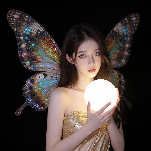 Ethereal Young Woman with Butterfly Wings