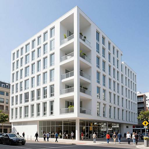 Modern White Building with Open Terraces