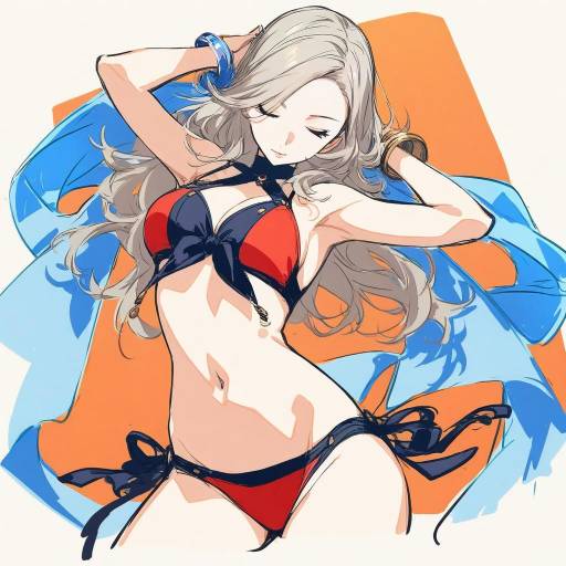 Stylish Girl in Swimsuit and Accessories