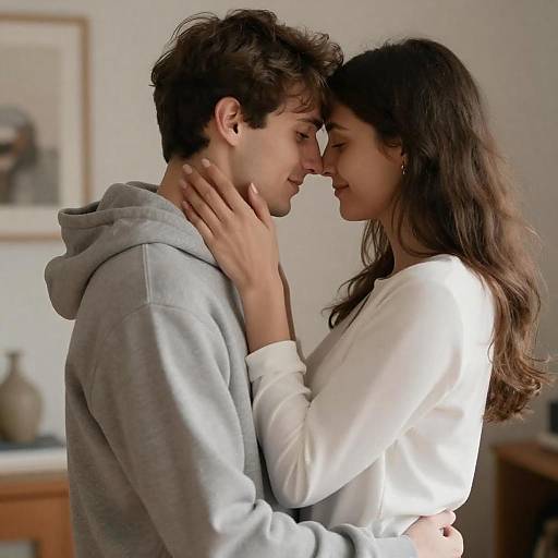 Warm Intimate Embrace of Young Couple