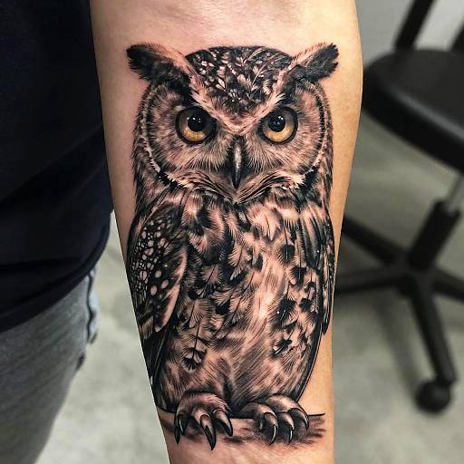 Realistic Owl Tattoo Forearm Design