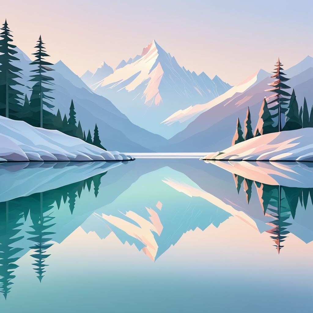 Serene Sunrise Mountain Landscape in Pastels