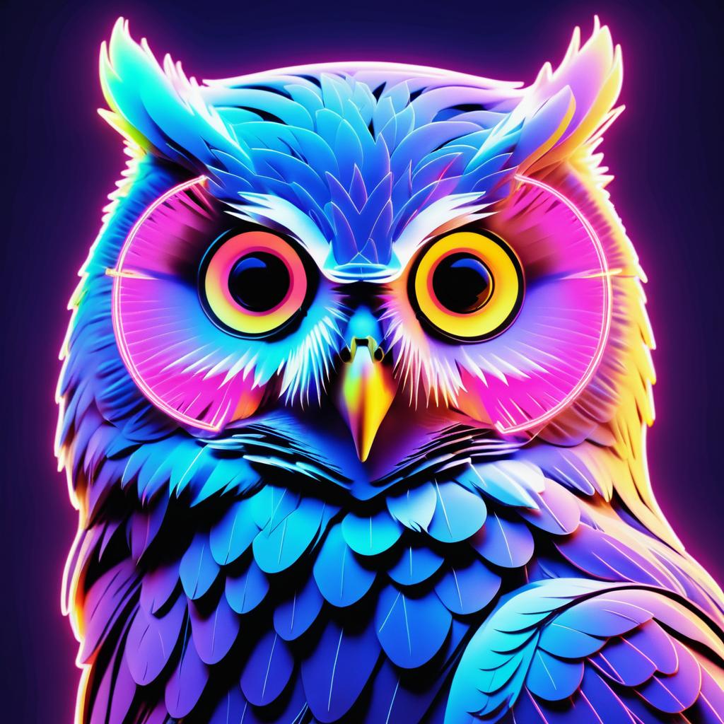 Retro Owl Profile in Neon Aesthetic