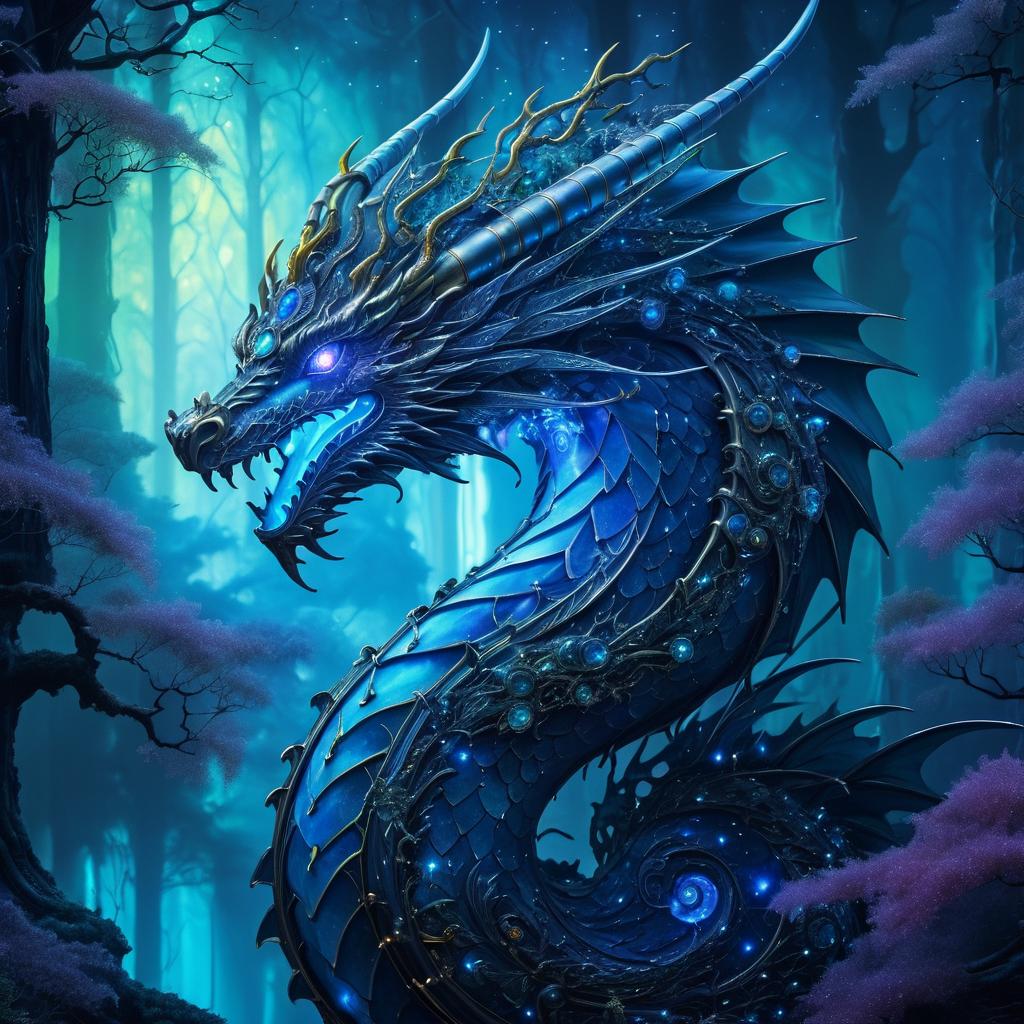 Surreal Baroque Dragon Portrait with Crystals