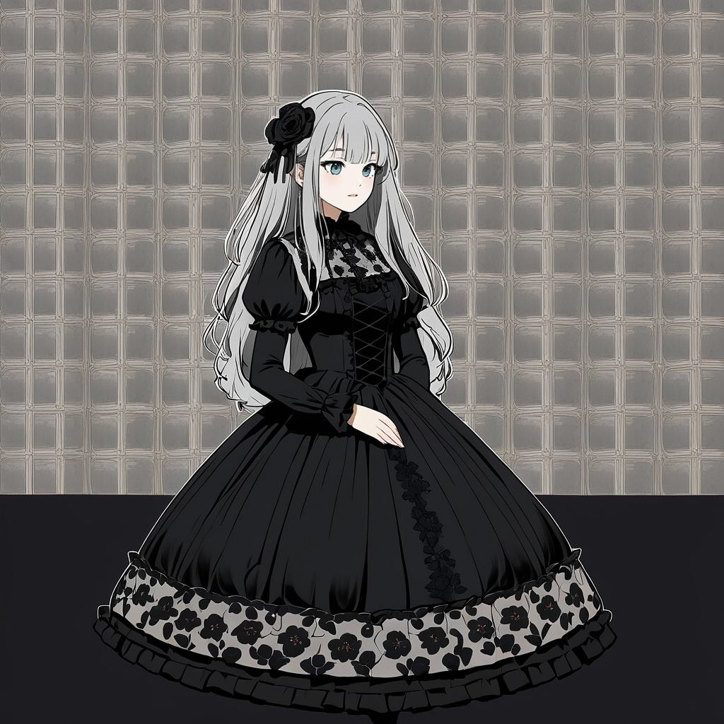 Melancholic Woman in Gothic Lolita Style