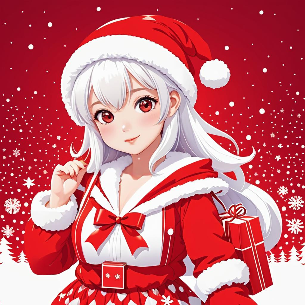 Kawaii Female Santa Character in Anime Style