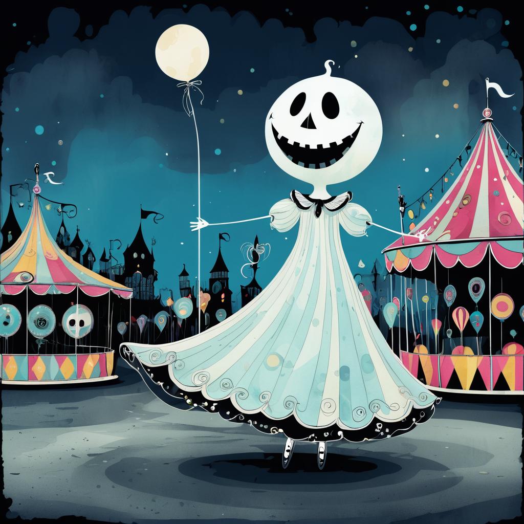 Whimsical Ghost in Abandoned Carnival