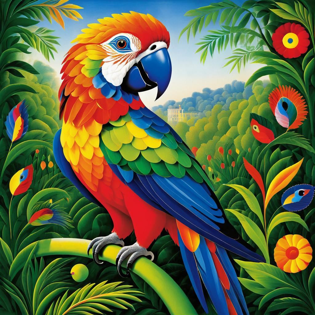 Vibrant Parrot Portrait Inspired by Masters