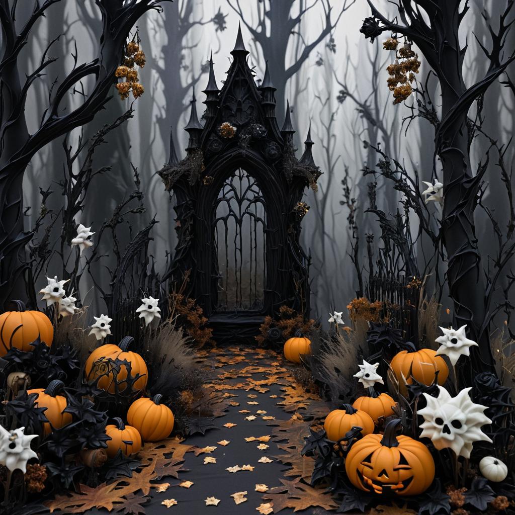 Gothic Halloween Forest with Withered Vines