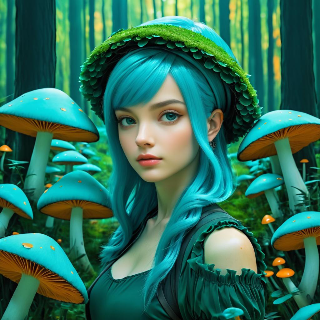 Fantasy Character Portrait with Teal Hair