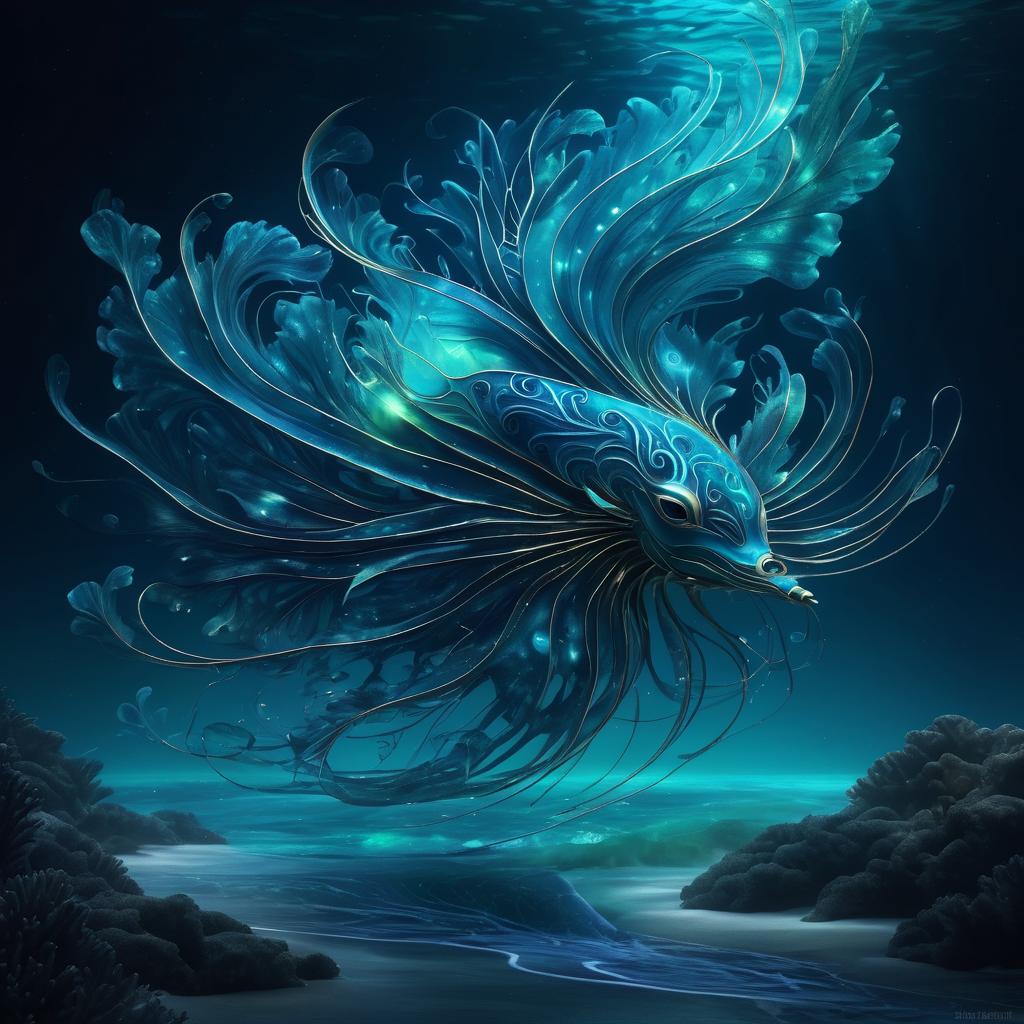 Ethereal Bioluminescent Sea Creature Artwork