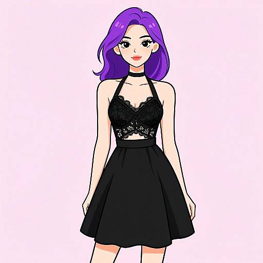 Modern Chic Woman in Black Dress