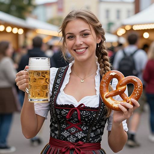 Young Woman in Traditional German Dirndl
