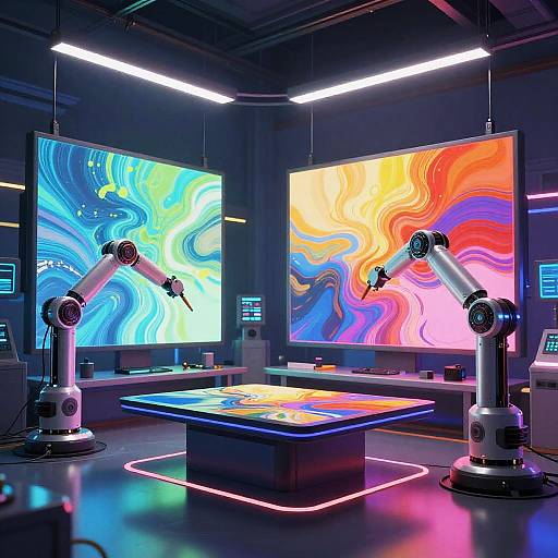 Futuristic Cyberpunk AI Art Studio