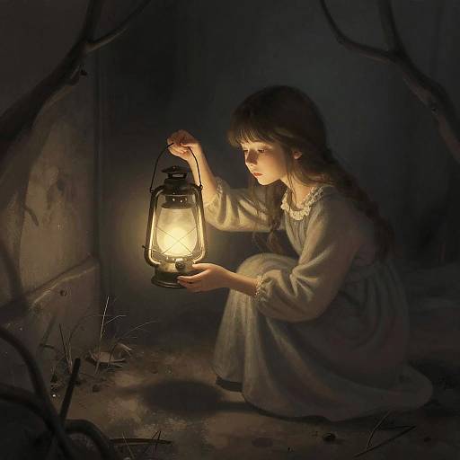 Girl Finds Glowing Lantern in Alley