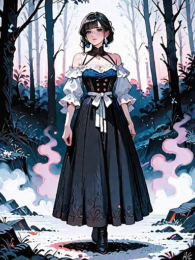 Dark Fantasy Woman in Medieval Dress