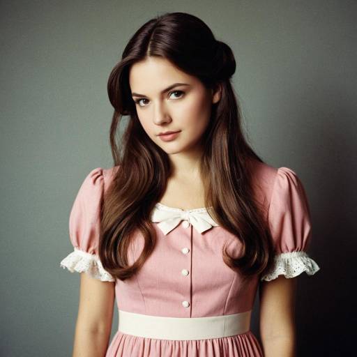 Young Woman in Vintage Pink Dress