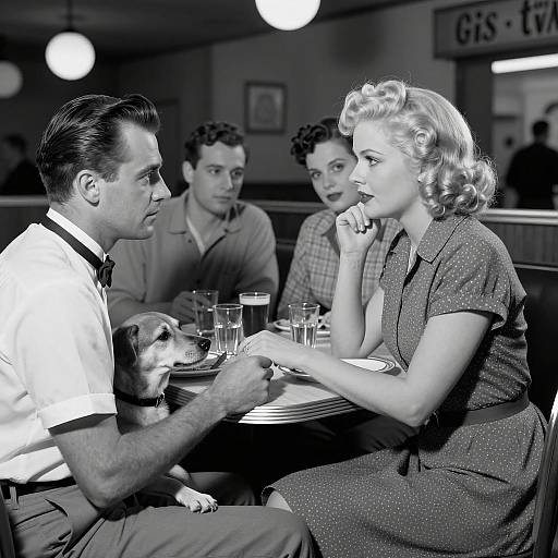 1940s Diner Scene in Black and White