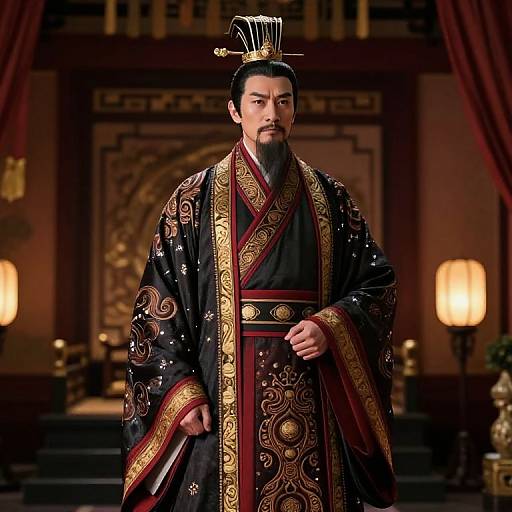 Asian Emperor in Ornate Room