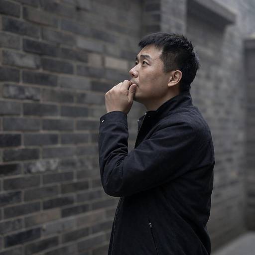 Misty Alley Portrait of Asian Man