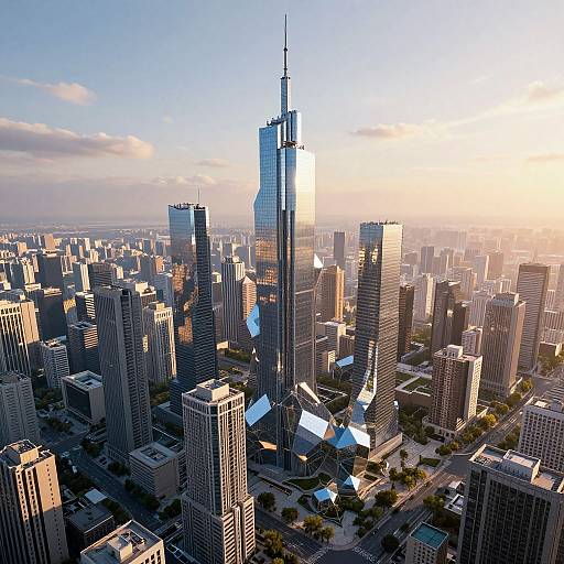 Futuristic Fractal Metropolis at Sunset