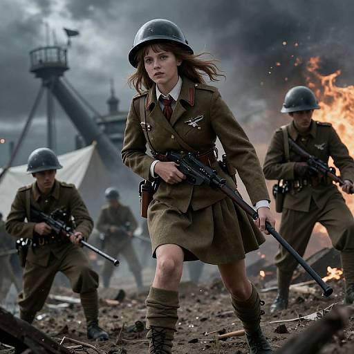 Magical Girl WWII US Soldiers Invasion