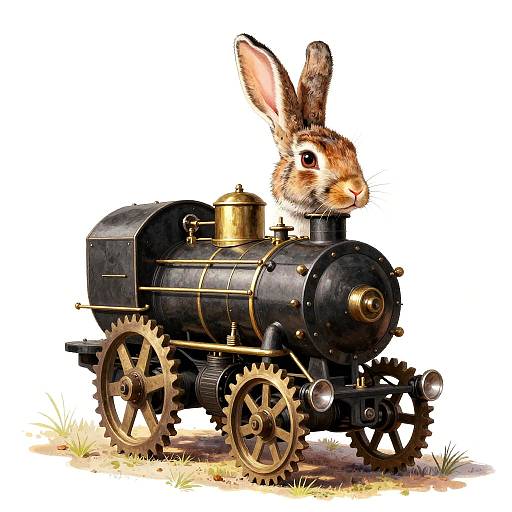 Ultra-Detailed Steam-Powered Rabbit Illustration