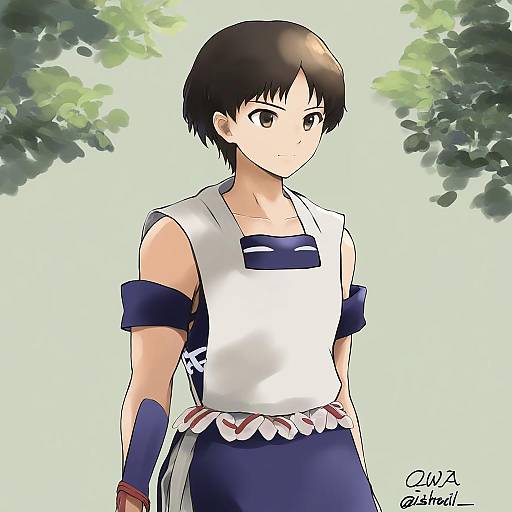 Illustration of Ashitaka, mononoke hime in the style of Owa (ishtail)